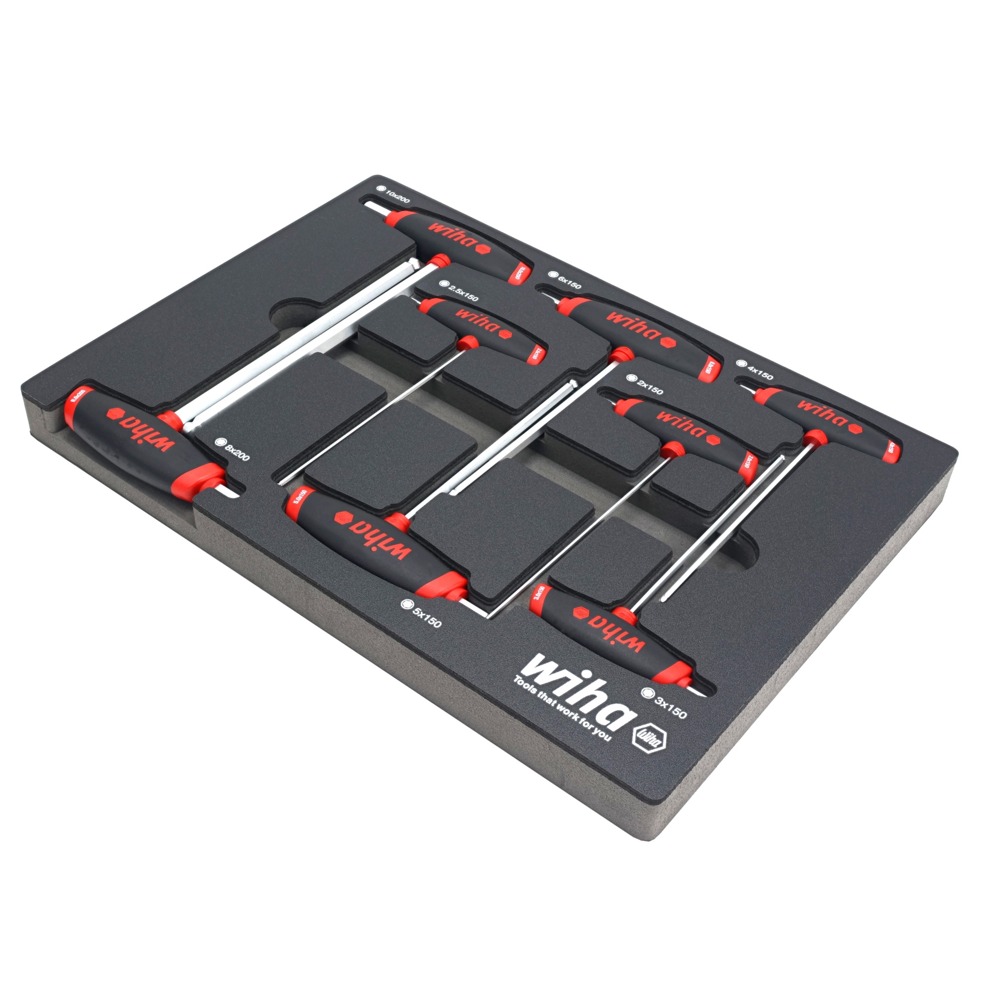 Wiha Tools 8 Piece SoftGrip Dual Drive Hex Metric T-Handle Tray Set, Model #54079